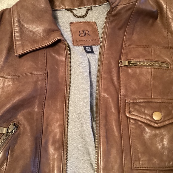 Banana Republic Genuine Leather Brown Jacket size medium - Picture 14 of 14